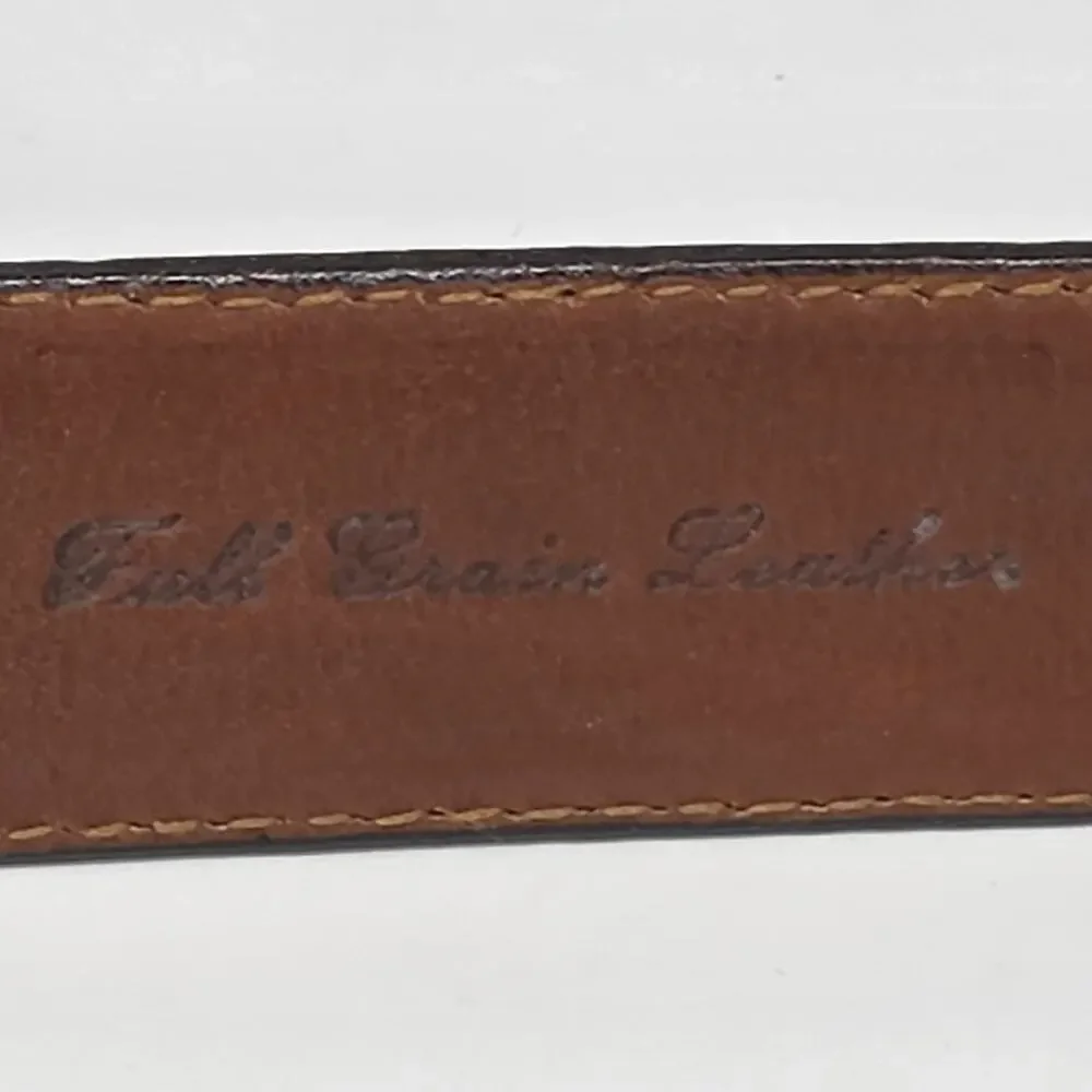 Crocodile Leather Belt Brown Solid Brass Buckle Mens Size 34 Academia Office USA